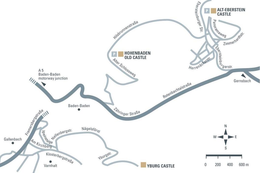 journey description: Hohenbaden Old Castle, illustration: Staatliche Schlösser und Gärten Baden-Württemberg, JUNG:Kommunikation