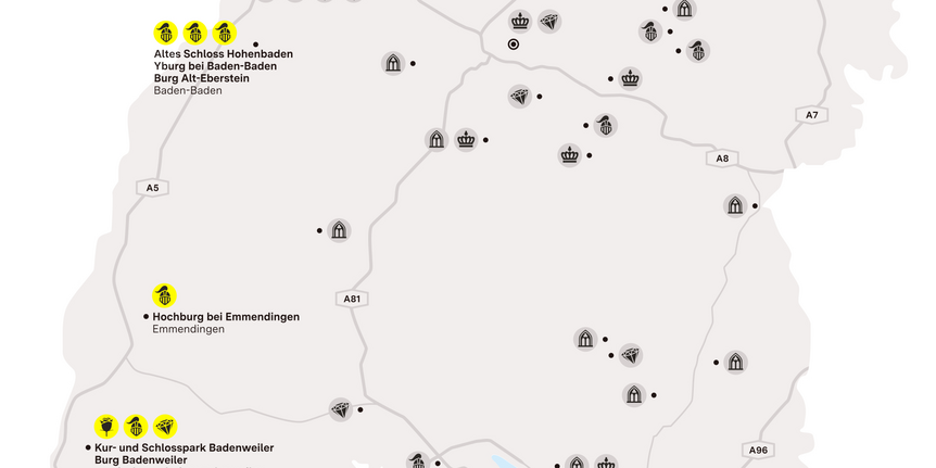Karte der Region "Geheimnisvolle Ruinen am Oberrhein"