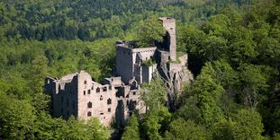 Luftbild des Alten Schlosses Hohenbaden